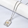 Religion Two Tone 304 Stainless Steel Holy Spirit Bird Rectangle Medal Pendant Necklaces for Women NJEW-K304-02GP-1