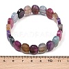 Dyed & Heated Natural Agate Oval Beaded Stretch Bracelet G-E010-01-19-3