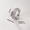 Brass Micro Pave Cubic Zirconia Square Cuff Ring for Women IR0623-7-1