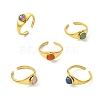 Natural Gemstone Sun 304 Stainless Steel Cuff Open Rings for Women RJEW-JR01065-3