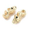 Brass Micro Pave Black Cubic Zirconia Charms KK-C054-25G-2