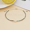 Glass Imitation Pearl & Seed Braided Bead Bracelets WO2637-04-1