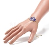 Glass Seed Braided Hamsa Hand with Evil Eye Link Slider Bracelet BJEW-MZ00004-4