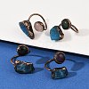 Brass with Mixed Gemstone Cuff Rings RJEW-Z112-01R-1