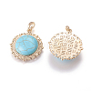 Golden Tone Alloy Synthetic Turquoise Pendants X-PALLOY-20658-RS-2