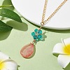Glass & Cherry Quartz Glass Pendants Necklaces NJEW-JN04675-3