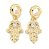 Brass Pave Clear Cubic Zirconia European Dangle Charms KK-S386-34G-1