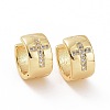 Cubic Zirconia Cross Thick Hoop Earrings EJEW-F304-02G-01-1