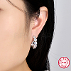 Rhodium Plated 925 Sterling Silver Micro Pave Cubic Zirconia Hoop Earrings CK5143-1-2