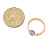 Copper Wire Wrapped Natural Gemstone Braided Bead Rings for Women RJEW-JR00951-3
