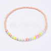 Solid Chunky Bubblegum Acrylic Ball Bead Kids Necklaces NJEW-JN02091-2