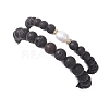 2Pcs Natural Lava Rock Round Beads Stretch Bracelets for Women Men BJEW-JB13054-4