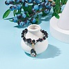 2Pcs 2 Style Halloween Alloy Enamel Charm Bracelets Set with Skull Cross BJEW-JB08006-3