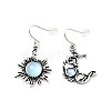 Resin Beaded Moon and Sun Asymmetrical Earrings EJEW-C036-01A-1