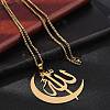 201 Stainless Steel Moon & Arabic Pendants Box Chain Necklaces for Women Men NJEW-R013-02G-3