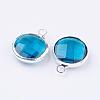 Silver Color Plated Brass Glass Flat Round Charms GLAA-M003-A-30S-2