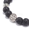 3Pcs 3 Style Natural Lava Rock & Synthetic Hematite Stretch Bracelets Set BJEW-JB08692-9