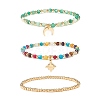 Natural Agate Round Beads Stretch Bracelets BJEW-JB07294-03-7