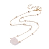 Natural Rose Quartz Raw Stone Pendant Necklace for Women NJEW-JN03781-04-2