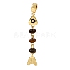 Brass Pave Cubic Zirconia Clear Cubic Zirconia & Natural Tiger Eye & Enamel European Dangle Charms GG-CBA3401-01G-A01-1