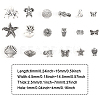 108Pcs 18 Styles Tibetan Style Zinc Alloy Spacer Beads FIND-CA0006-43-2