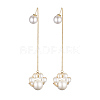 Glass Pearl Dangle Earrings EJEW-JE03771-01-1