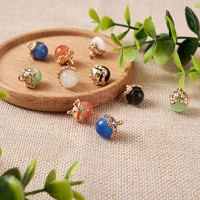 10pcs 5 colors Cat Eye Glass Charms CE-FW0001-01-1