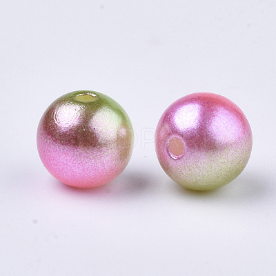 Rainbow ABS Plastic Imitation Pearl Beads OACR-Q174-10mm-08-1