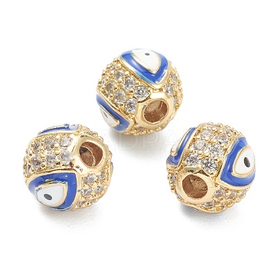 Brass Micro Pave Cubic Zirconia Beads ZIRC-A019-16G-A02-1