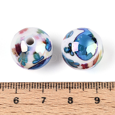 Ocean Theme Printed Opaque Acrylic Beads MACR-T048-07E-1