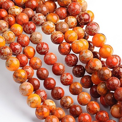 Dyed Natural Imperial Jasper Round Bead Strands G-M274-04-4mm-1