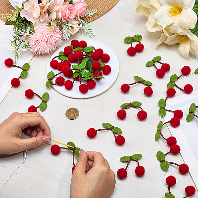 3 Bags Wool Pompom Cherry Hanging Banner DIY-CP0013-53-1