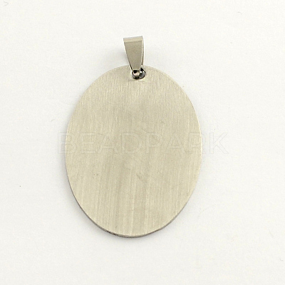Non-Tarnish 201 Stainless Steel Oval Stamping Blank Tag Pendants LS-STAS-S030-11-1