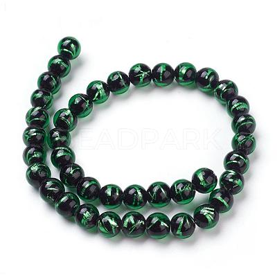 Handmade Silver Foil Lampwork Beads Strands FOIL-L016-C02-1