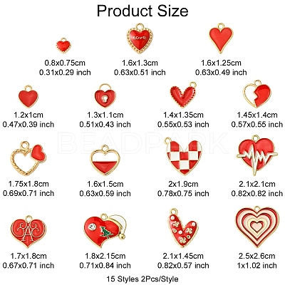 30Pcs 15 Styles Alloy Pendants FIND-YW0005-13-1