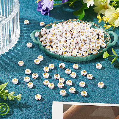 500Pcs Plating Acrylic Beads PACR-TADJ0001-01W-1