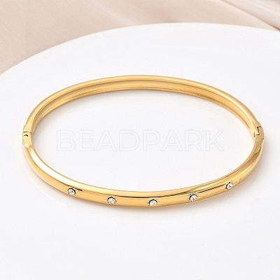 304 Stainless Steel Hinged Bangles for Women BJEW-C132-02G-1