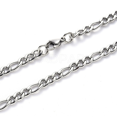 Non-Tarnish 304 Stainless Steel Figaro Chain Necklaces NJEW-S420-003B-P-1