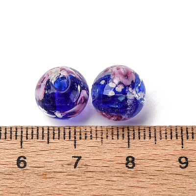 Luminous Handmade Glod Sand Lampwork Beads Strands LAMP-B028-03N-10mm-1