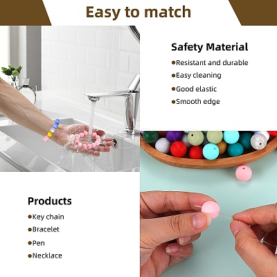 80Pcs Round Silicone Focal Beads SIL-SZ0001-24-12-1