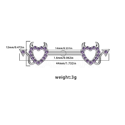 6 Styles 316L Surgical Stainless Steel Cubic Zirconia Nipple Nail Ring Sets WGE45DD-07-1