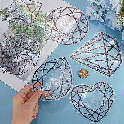 16Pcs Colorful Suncatcher Rainbow Prism Electrostatic Glass Stickers DIY-WH0409-69A-1
