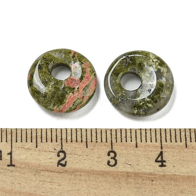 Natural Unakite Donut/Pi Disc Charms G-G142-02A-1