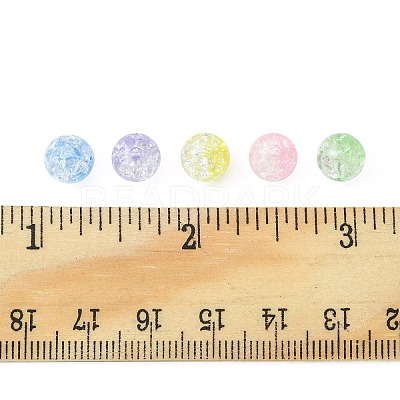 100Pcs 5 Colors Transparent Crackle Acrylic Beads CACR-FS0001-02-1