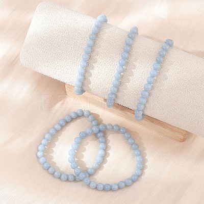 Natural Angelite Stretch Bracelets BJEW-JB03738-05-1