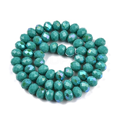 Electroplate Opaque Solid Color Glass Beads Strands EGLA-A044-P8mm-L31-1