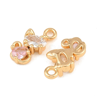 Brass Micro Pave Pink Cubic Zirconia Charms CU-CBA804C-14G-1