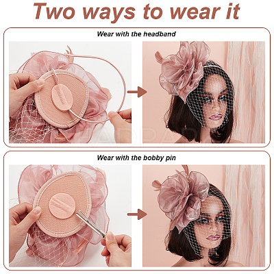 Feather Flower Mesh Veil Headband MRMJ-WH0077-121-1