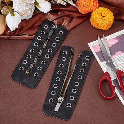 PU Leather Lace-in Boot Zipper Inserts DIY-WH0387-37B-01-1