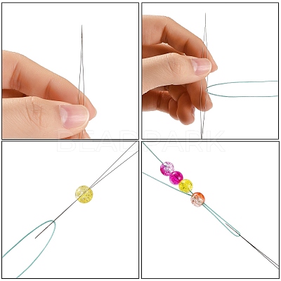 Iron Collapsible Big Eye Beading Needles ES001Y-S-57mm-01-1